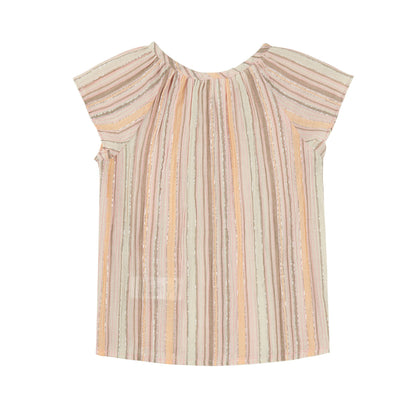 Baby Girls Pink & Brown Stripe Cotton Top