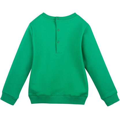 Baby Green Tiger Embroidered Sweatshirt With Buttons