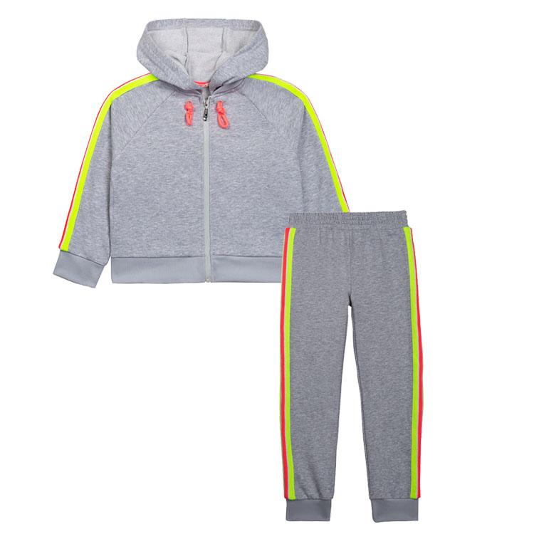 女童灰色棉运动套装