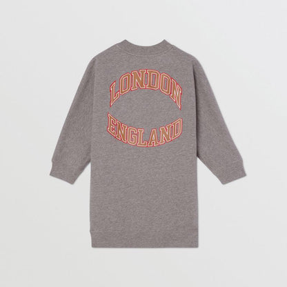Girls Grey Melange Cotton Jersy Dress