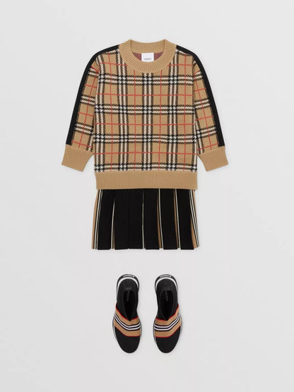 Boys & Girls Archive Beige Check Jumper