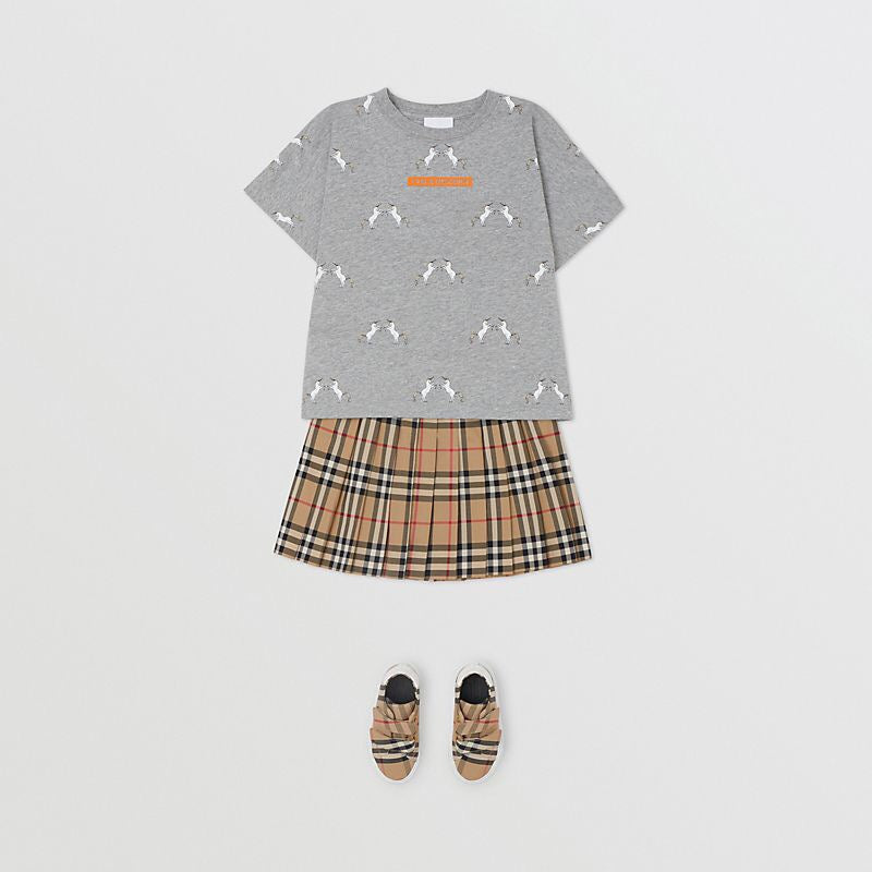 Girls Grey Melange Cotton T-Shirt