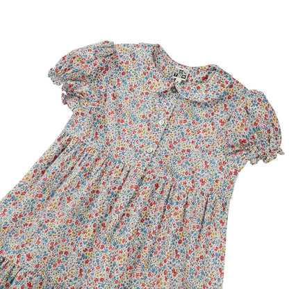 Girls Blue & Red Cotton Dress