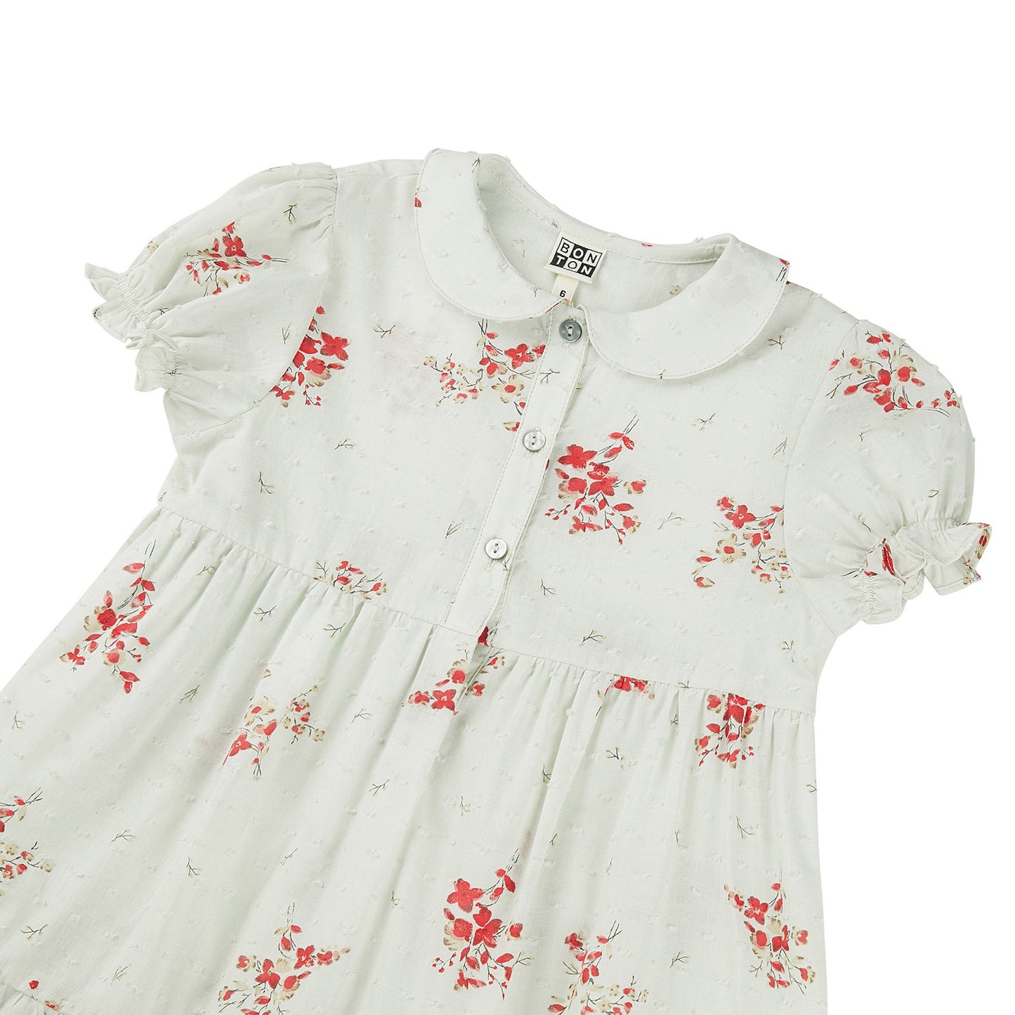 Girls Mint Green Flowers Cotton Dress