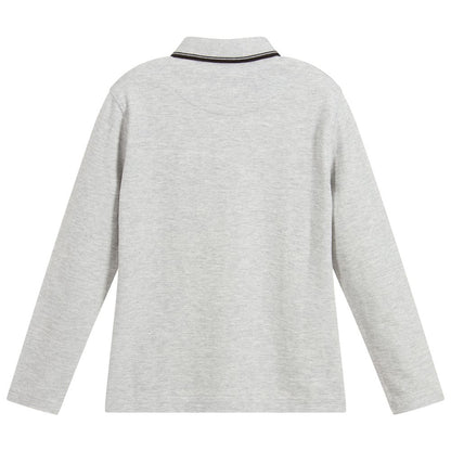 Boys Grey Cotton Polo Shirt