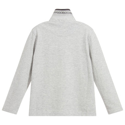 Boys Grey Cotton Polo Shirt