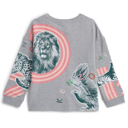 Girls Grey Printing Cotton Sweatshirt