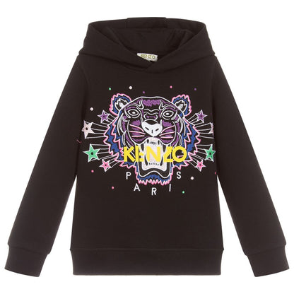 Girls Black Tiger Cotton Sweatshirt