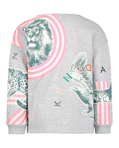 Girls Grey Printing Cotton Sweatshirt