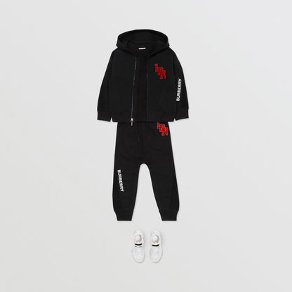 Boys Black Logo Cotton Trousers