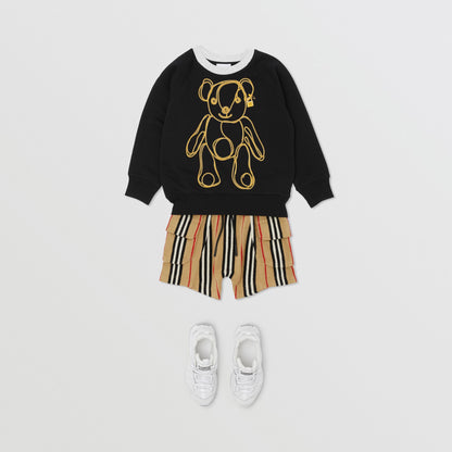 Girls Black Pattern Cotton Sweatshirt