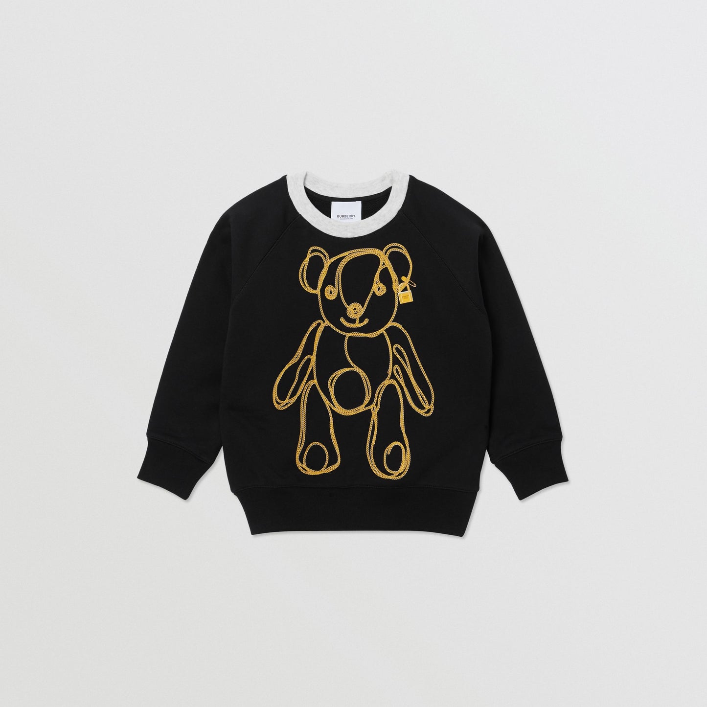 Girls Black Pattern Cotton Sweatshirt