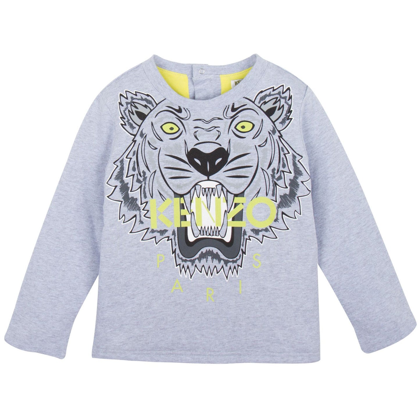 Baby Grey Tiger Embroidered Sweatshirt With Green Lining