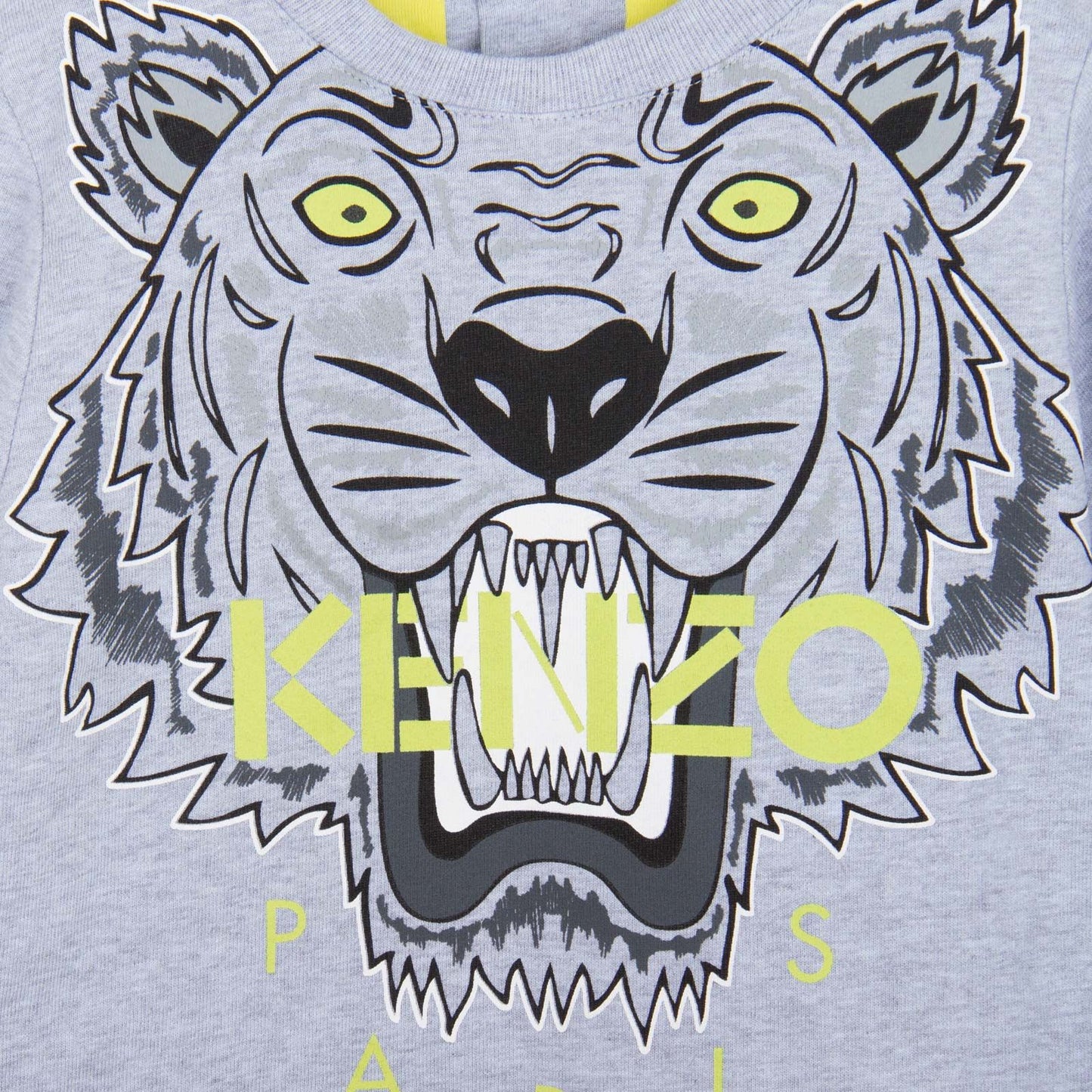 Baby Grey Tiger Embroidered Sweatshirt With Green Lining