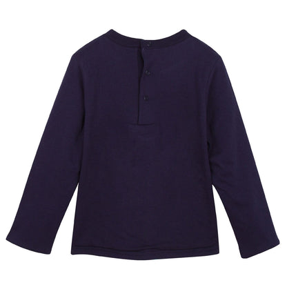 Baby Navy Blue Tiger Embroidered Sweatshirt With Blue Lining