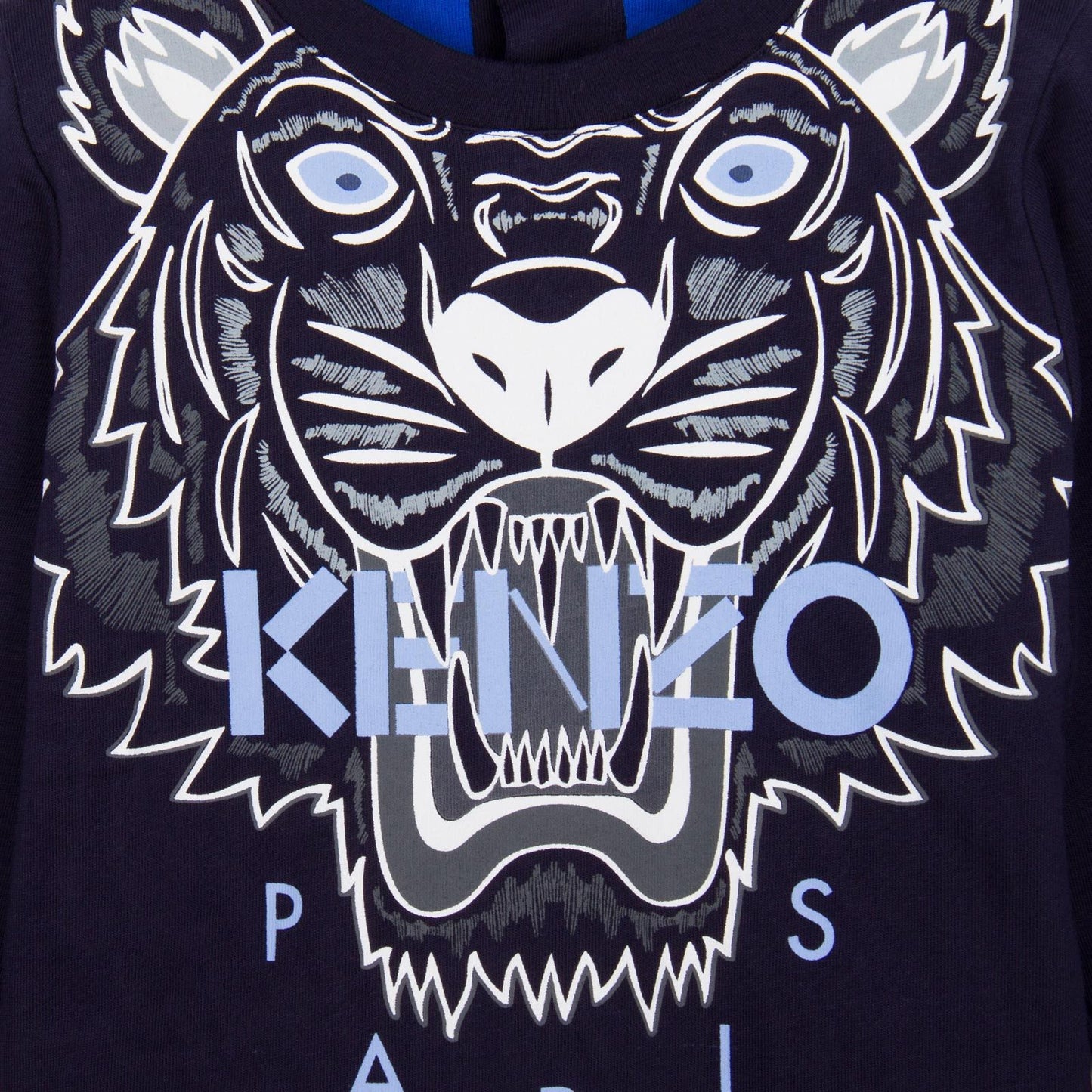 Baby Navy Blue Tiger Embroidered Sweatshirt With Blue Lining
