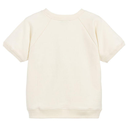 Boys White Cotton Short Sleeve Sweatshirt