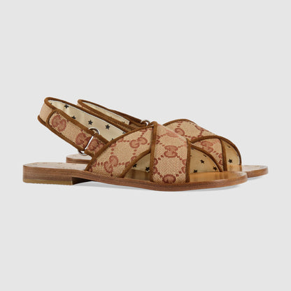 Girls Beige GG Leather Sandals