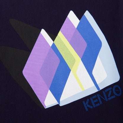 Boys Navy Blue Mountains Printed Cotton T-Shirt