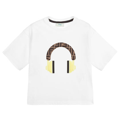 Boys & Girls White Cotton T-shirt