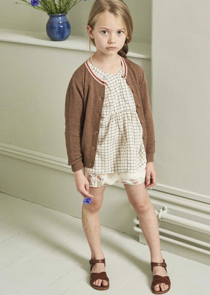 Girls Brown Cotton Cardigan
