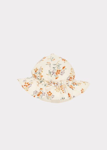 Baby Girls Beige Flowers Sun Hat