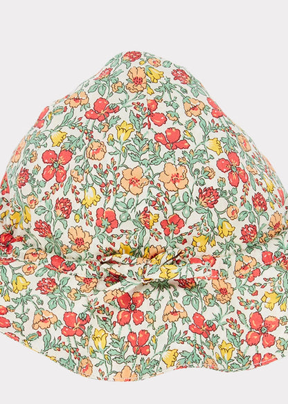 Baby Girls Green Flowers Cotton Sun Hat
