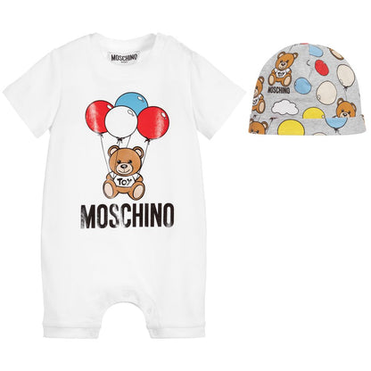 Baby Boys White Cotton Babysuit Set