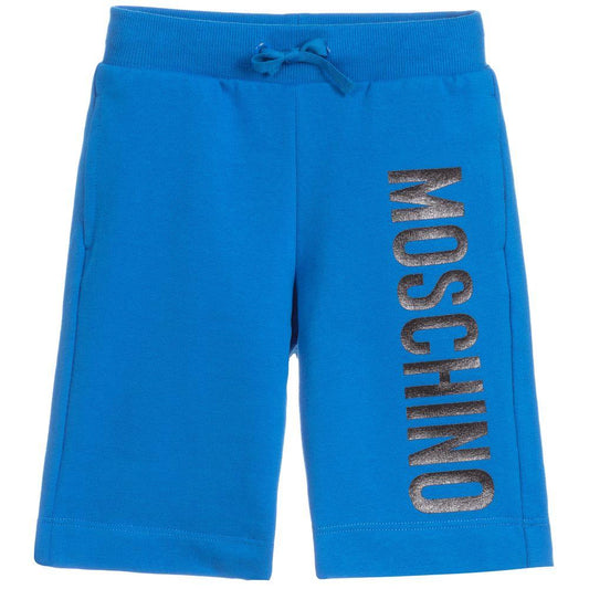 Boys Blue Logo Cotton Shorts