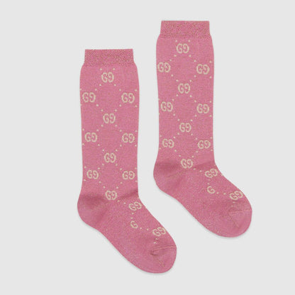 Girls Pink Glitter Logo Socks