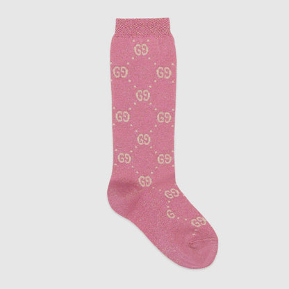 Girls Pink Glitter Logo Socks