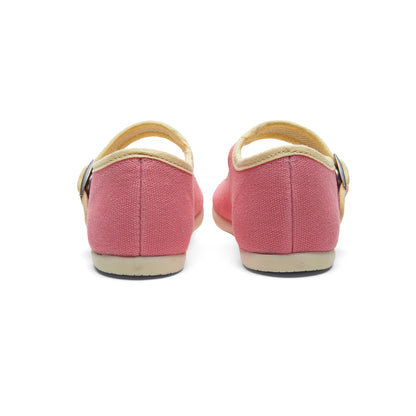 Girls Pink Buckled Cotton Shoes