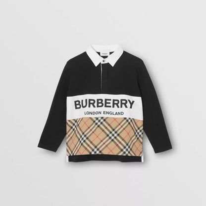 Boys Black Logo Cotton Polo Shirt