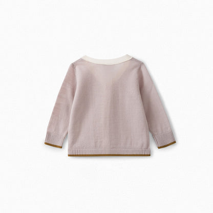 Baby Girls Puce Grey Wool Cardigan