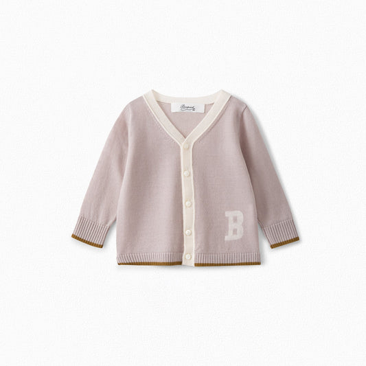 Baby Girls Puce Grey Wool Cardigan