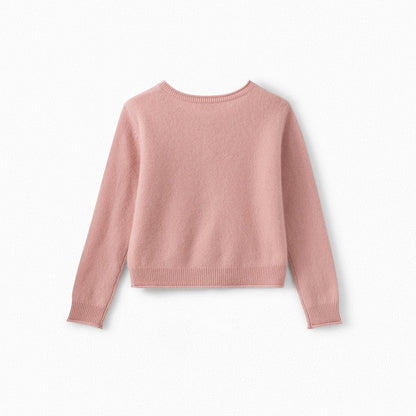 Girls Medium Pink Cashmere Cardigan