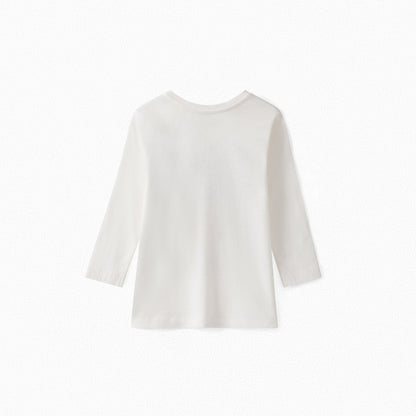 Baby Boys & Girls Off White Cotton T-Shirt
