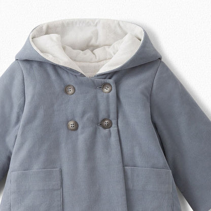 Baby Girls Blue Grey Cotton Coat