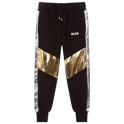 Girls Black Cotton Sweatpants
