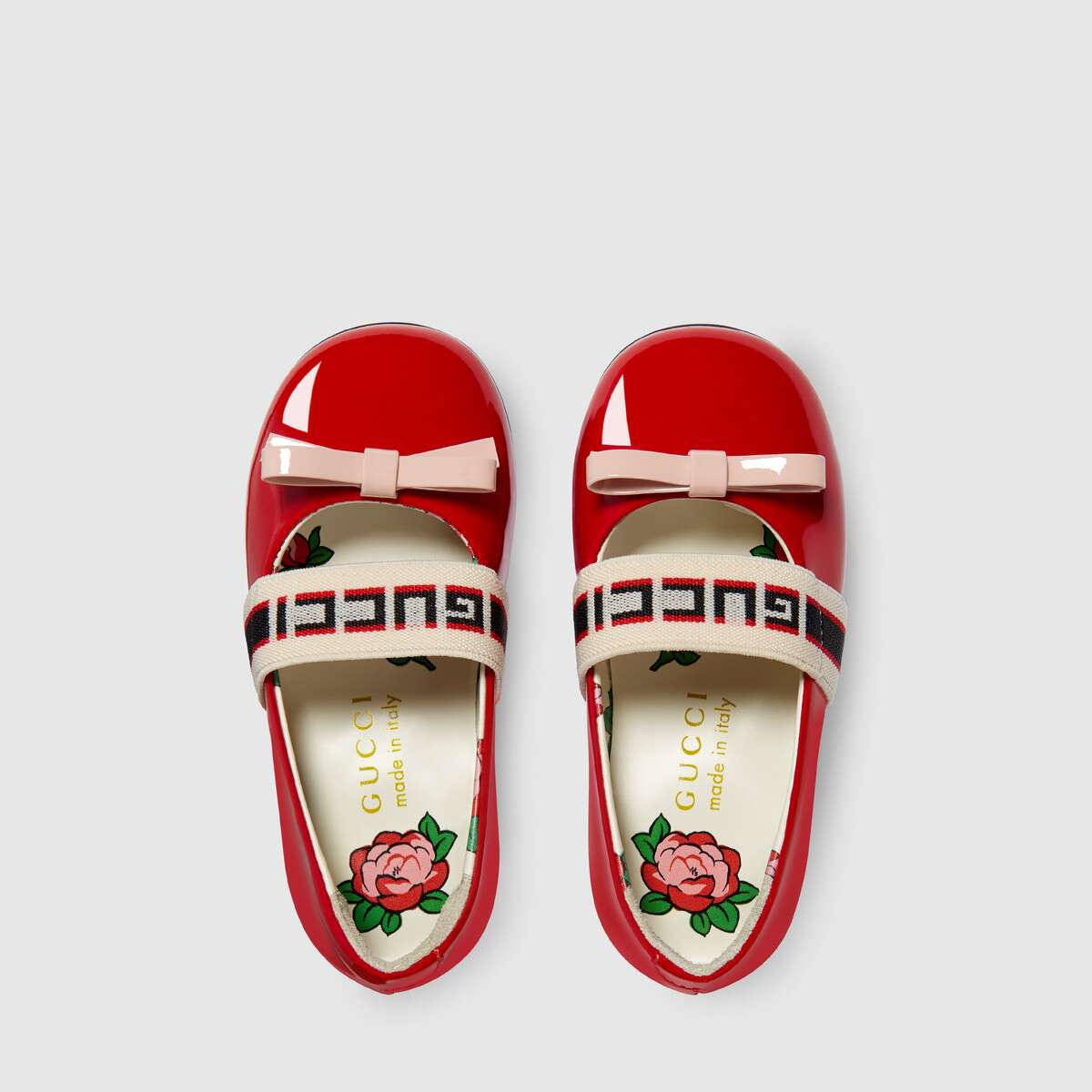 Girls Red Calf Skin Ballet Flats