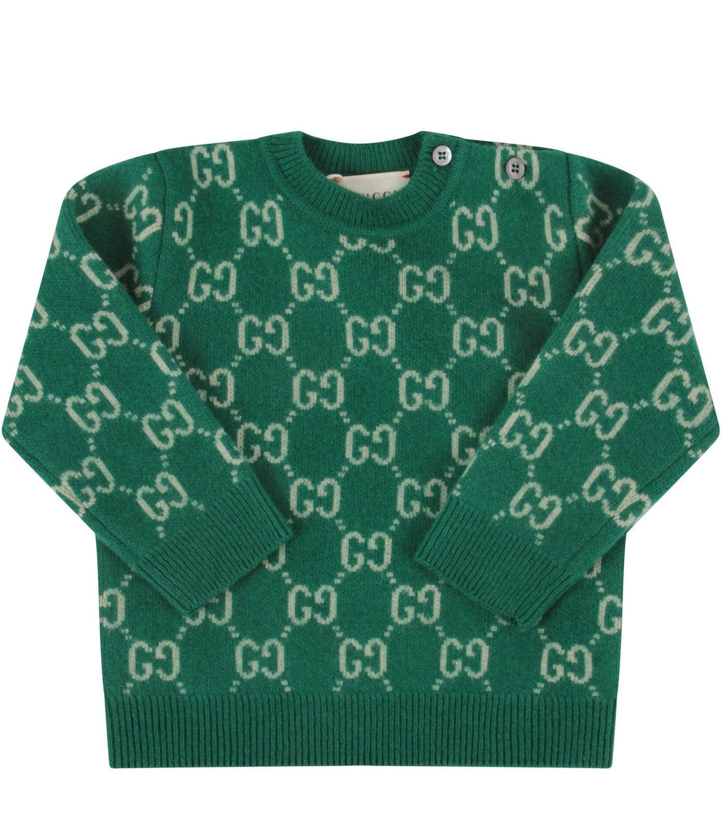 Baby Boys & Girls Green GG Wool Jumper
