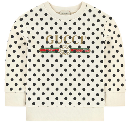 Girls White Dots Gucci Cotton Sweatshirt