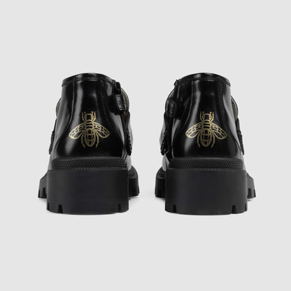 Girls Black Calf Skin Booties