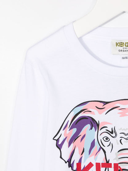 Girls Optic White Cotton T-Shirt
