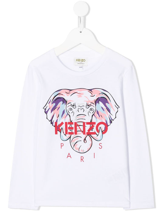 Girls Optic White Cotton T-Shirt