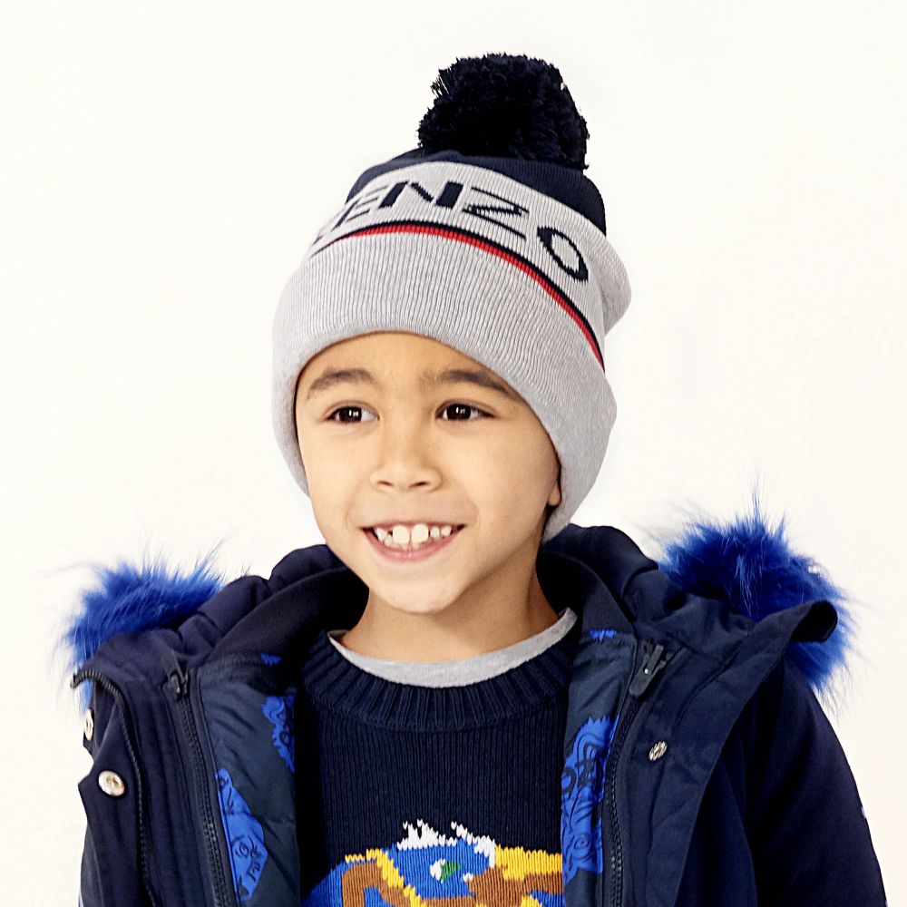 Boys Blue & Grey Cotton Hat