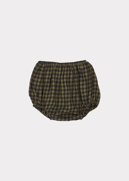 Baby Boys & Girls Gingham Moss Blackcap Bloomer