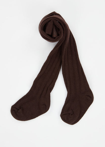 Girls Dark Brown Pointelle Tights