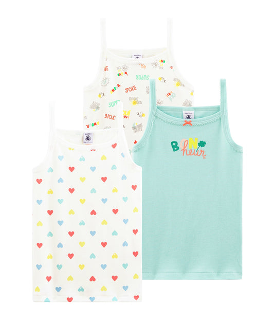 Girls Multicolor Cotton Vest (3 Pack)