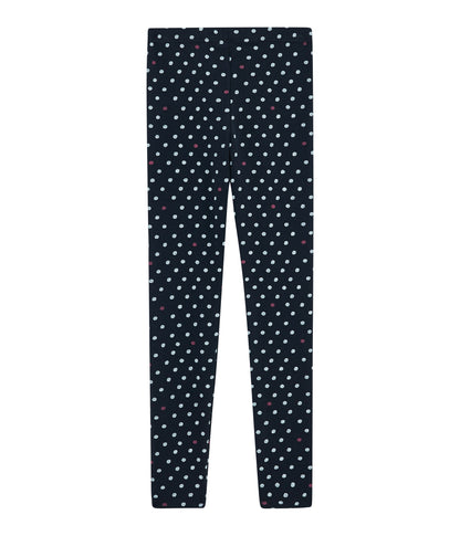 Girls Navy Dots Cotton Leggings